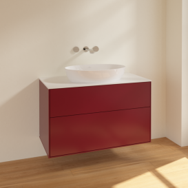 Тумба під раковину Villeroy & Boch Finion 100х50,1 см МДФ півонія матовий лак/скло біле матове FA0100HB