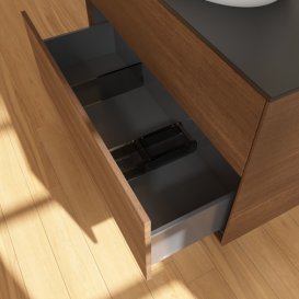 Тумба під раковину Villeroy & Boch Finion 100х50,1 см МДФ шпон волоського горіха/скло чорне матове FA0200GN