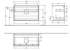 Тумба под раковину Villeroy & Boch Finion 100х50,1 см МДФ шпон грецкого ореха/стекло черное матовое FA0200GN