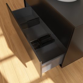 Тумба під раковину Villeroy & Boch Finion 100х50,1 см МДФ чорний матовий лак/скло чорне матове FA0200PD