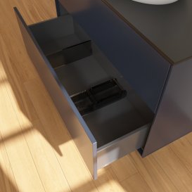 Тумба під раковину Villeroy & Boch Finion 100х50,1 см МДФ темно-синій матовий лак/скло чорне матове FA0200HG