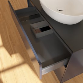 Тумба під раковину Villeroy & Boch Finion 100х50,1 см МДФ темно-синій матовий лак/скло чорне матове FA0200HG