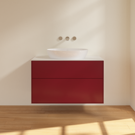 Тумба під раковину Villeroy & Boch Finion 100х50,1 см з підсвічуванням МДФ півонія матовий лак/скло біле матове GA0100HB