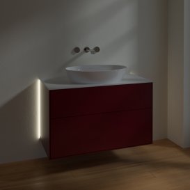 Тумба під раковину Villeroy & Boch Finion 100х50,1 см з підсвічуванням МДФ півонія матовий лак/скло біле матове GA0100HB