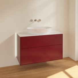 Тумба під раковину Villeroy & Boch Finion 100х50,1 см з підсвічуванням МДФ півонія матовий лак/скло біле матове GA0100HB