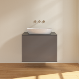 Тумба под раковину Villeroy & Boch Finion 80х50,1 см МДФ антрацит матовый лак/стекло черное матовое F99200GK