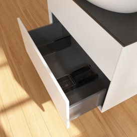 Тумба під раковину Villeroy & Boch Finion 80х50,1 см МДФ білий матовий лак/скло чорне матове F99200MT