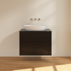 Тумба под раковину Villeroy & Boch Finion 80х50,1 см МДФ черный матовый лак/стекло черное матовое F99200PD