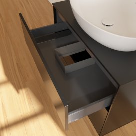 Тумба под раковину Villeroy & Boch Finion 80х50,1 см МДФ черный матовый лак/стекло черное матовое F99200PD