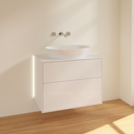Тумба под раковину Villeroy & Boch Finion 80х50,1 см с подсветкой МДФ глянцевый белый лак/стекло белое матовое G99100GF