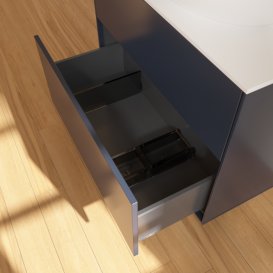 Тумба під раковину Villeroy & Boch Finion 80х50,1 см із підсвічуванням МДФ темно-синій матовий лак/скло біле матове G99100HG