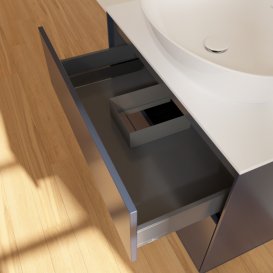 Тумба під раковину Villeroy & Boch Finion 80х50,1 см із підсвічуванням МДФ темно-синій матовий лак/скло біле матове G99100HG