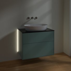 Тумба під раковину Villeroy & Boch Finion 80х50,1 см із підсвічуванням МДФ оливковий матовий лак/скло чорне матове G99200GM