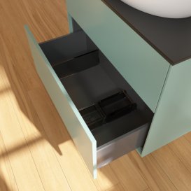 Тумба під раковину Villeroy & Boch Finion 80х50,1 см із підсвічуванням МДФ оливковий матовий лак/скло чорне матове G99200GM