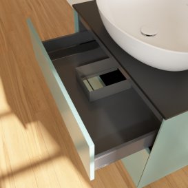 Тумба під раковину Villeroy & Boch Finion 80х50,1 см із підсвічуванням МДФ оливковий матовий лак/скло чорне матове G99200GM