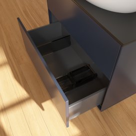 Тумба под раковину Villeroy & Boch Finion 80х50,1 см с подсветкой МДФ темно-синий матовый лак/стекло черное матовое G99200HG