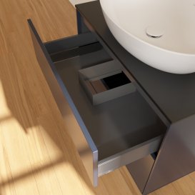 Тумба под раковину Villeroy & Boch Finion 80х50,1 см с подсветкой МДФ темно-синий матовый лак/стекло черное матовое G99200HG