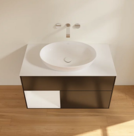 Тумба під раковину Villeroy & Boch Finion 100х50,1 см із підсвічуванням МДФ чорний матовий лак/скло біле матове FA11GFPD