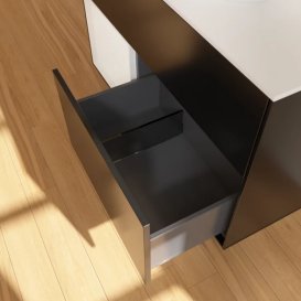 Тумба під раковину Villeroy & Boch Finion 100х50,1 см із підсвічуванням МДФ чорний матовий лак/скло біле матове FA11GFPD