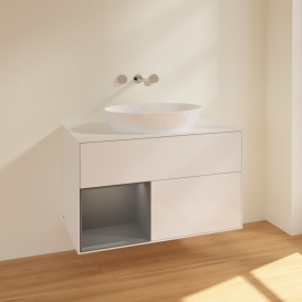 Тумба под раковину Villeroy & Boch Finion 100х50,1 см с подсветкой МДФ глянцевый белый лак/стекло белое матовое FA11GKGF