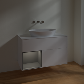 Тумба под раковину Villeroy & Boch Finion 100х50,1 см с подсветкой МДФ белый матовый лак/стекло белое матовое FA11GKMT