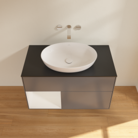 Тумба под раковину Villeroy & Boch Finion 100х50,1 см с подсветкой МДФ антрацит матовый лак/стекло черное матовое FA12GFGK