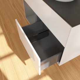 Тумба під раковину Villeroy & Boch Finion 100х50,1 см з підсвічуванням МДФ білий глянцевий лак/скло чорне матове FA12GKGF