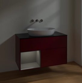 Тумба под раковину Villeroy & Boch Finion 100х50,1 см с подсветкой МДФ пион матовый лак/стекло черное матовое FA12GKHB