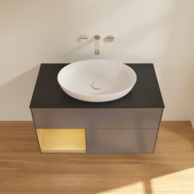 Тумба под раковину Villeroy & Boch Finion 100х50,1 см с подсветкой МДФ антрацит матовый лак/стекло черное матовое FA12HFGK