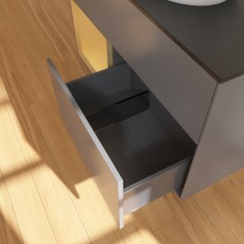 Тумба под раковину Villeroy & Boch Finion 100х50,1 см с подсветкой МДФ антрацит матовый лак/стекло черное матовое FA12HFGK