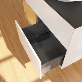 Тумба под раковину Villeroy & Boch Finion 100х50,1 см с подсветкой МДФ белый матовый лак/стекло черное матовое FA12HFMT