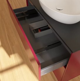 Тумба под раковину Villeroy & Boch Finion 100х50,1 см с подсветкой МДФ пион матовый лак/стекло черное матовое FA12PDHB