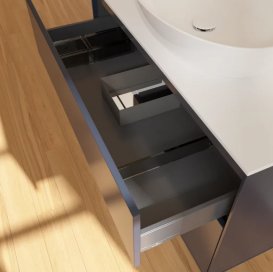 Тумба под раковину Villeroy & Boch Finion 100х50,1 см с подсветкой МДФ темно-синий матовый лак/стекло белое матовое FA11GFHG