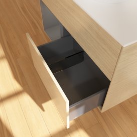 Тумба под раковину Villeroy & Boch Finion 100х50,1 см с подсветкой МДФ шпон дуба/стекло белое матовое FA11GKPC