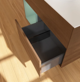 Тумба под раковину Villeroy & Boch Finion 100х50,1 см с подсветкой МДФ шпон грецкого ореха/стекло белое матовое FA11GMGN