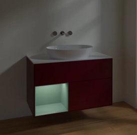 Тумба под раковину Villeroy & Boch Finion 100х50,1 см с подсветкой МДФ пион матовый лак/стекло белое матовое FA11GMHB