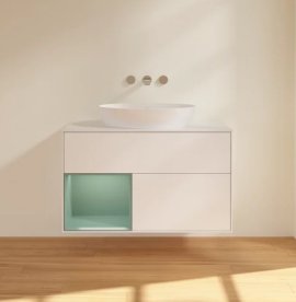 Тумба под раковину Villeroy & Boch Finion 100х50,1 см с подсветкой МДФ белый матовый лак/стекло белое матовое FA11GMMT