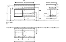 Тумба под раковину Villeroy & Boch Finion 100х50,1 см с подсветкой МДФ черный матовый лак/стекло белое матовое FA11GMPD