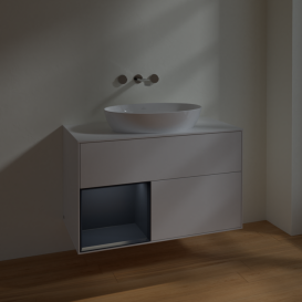 Тумба під раковину Villeroy & Boch Finion 100х50,1 см з підсвіткою МДФ білий глянцевий лак/скло біле матове FA11HGGF