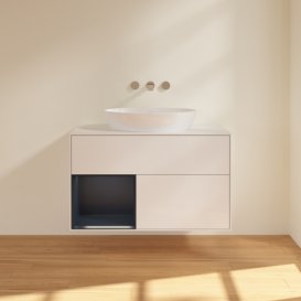 Тумба под раковину Villeroy & Boch Finion 100х50,1 см с подсветкой МДФ глянцевый белый лак/стекло белое матовое FA11HGGF