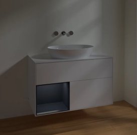 Тумба під раковину Villeroy & Boch Finion 100х50,1 см із підсвічуванням МДФ білий матовий лак/скло біле матове FA11HGMT