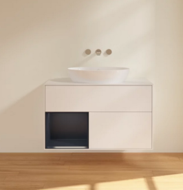 Тумба під раковину Villeroy & Boch Finion 100х50,1 см із підсвічуванням МДФ білий матовий лак/скло біле матове FA11HGMT