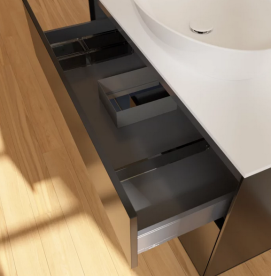 Тумба под раковину Villeroy & Boch Finion 100х50,1 см с подсветкой МДФ черный матовый лак/стекло белое матовое FA11HGPD