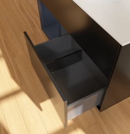 Тумба под раковину Villeroy & Boch Finion 100х50,1 см с подсветкой МДФ черный матовый лак/стекло белое матовое FA11HGPD