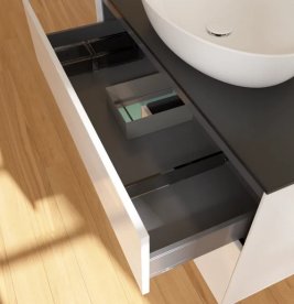 Тумба под раковину Villeroy & Boch Finion 100х50,1 см с подсветкой МДФ глянцевый белый лак/стекло черное матовое FA12GMGF