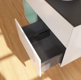 Тумба под раковину Villeroy & Boch Finion 100х50,1 см с подсветкой МДФ глянцевый белый лак/стекло черное матовое FA12GMGF