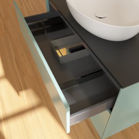 Тумба під раковину Villeroy & Boch Finion 100х50,1 см із підсвічуванням МДФ оливковий матовий лак/скло чорне матове FA12HFGM