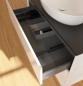 Тумба под раковину Villeroy & Boch Finion 100х50,1 см с подсветкой МДФ глянцевый белый лак/стекло черное матовое FA12HGGF