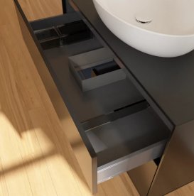 Тумба под раковину Villeroy & Boch Finion 100х50,1 см с подсветкой МДФ черный матовый лак/стекло черное матовое FA12HGPD