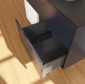 Тумба под раковину Villeroy & Boch Finion 100х50,1 см с подсветкой МДФ темно-синий матовый лак/стекло черное матовое FA12MTHG